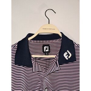 Striped Footjoy Polo Pink Navy Golf Polo Large